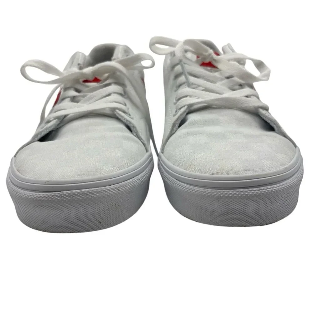 Vans Ward Low Top Sneakers White Checkerboard Red Logo Lace Up Skate Shoes W-9.5